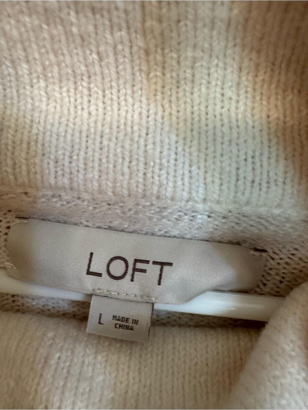 LOFT Cream Draw String Sweater - Picture 2 of 3